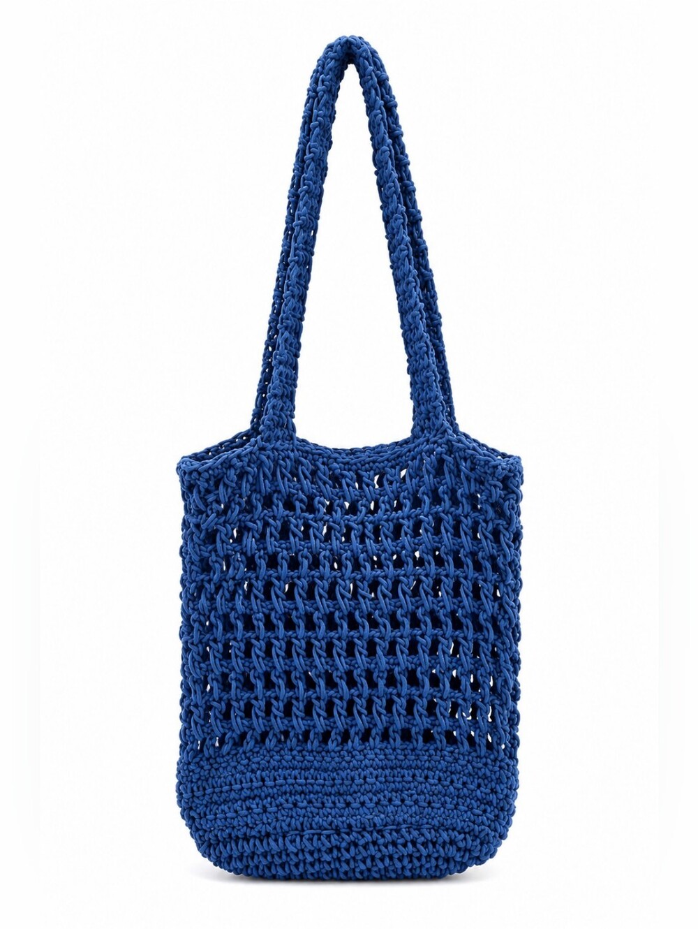 J.Crew Knit Cotton Blue Cerulean Market Tote Mediterranean Coastal Chic